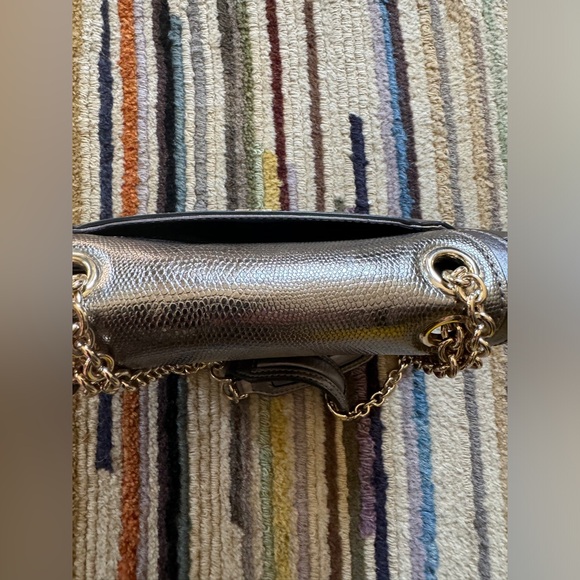 Diane Von Furstenberg Gray Leather Chain Shoulder Crossbody Handbag - Picture 9 of 16